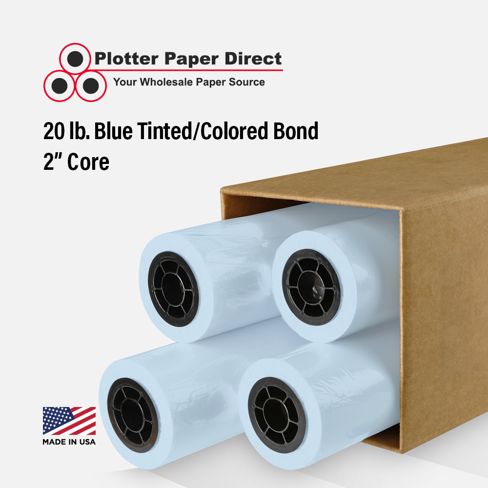 36'' x 150' Roll - 20# Blue Tinted/Colored Bond - 2'' Core (Pack of 4)